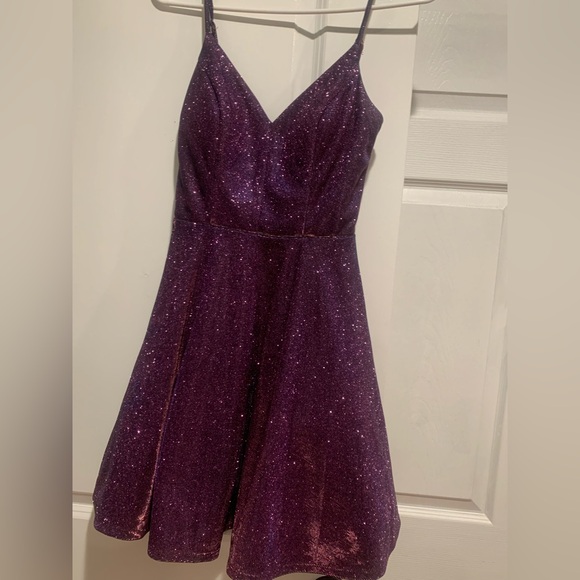 Sparkling Purple Homecoming Dress - Picture 1 of 4